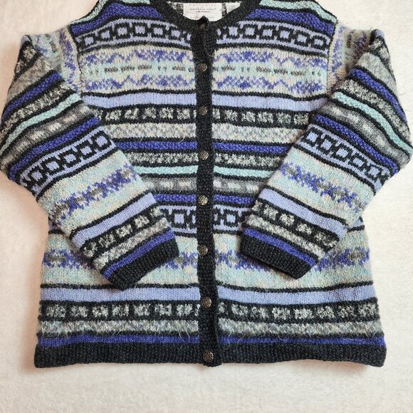 Northern Isles Hand Knit Wool Button Cardigan Sweater Jacket Womens Large - Picture 5 of 7